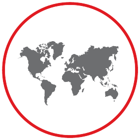 world mapy icon in red circle