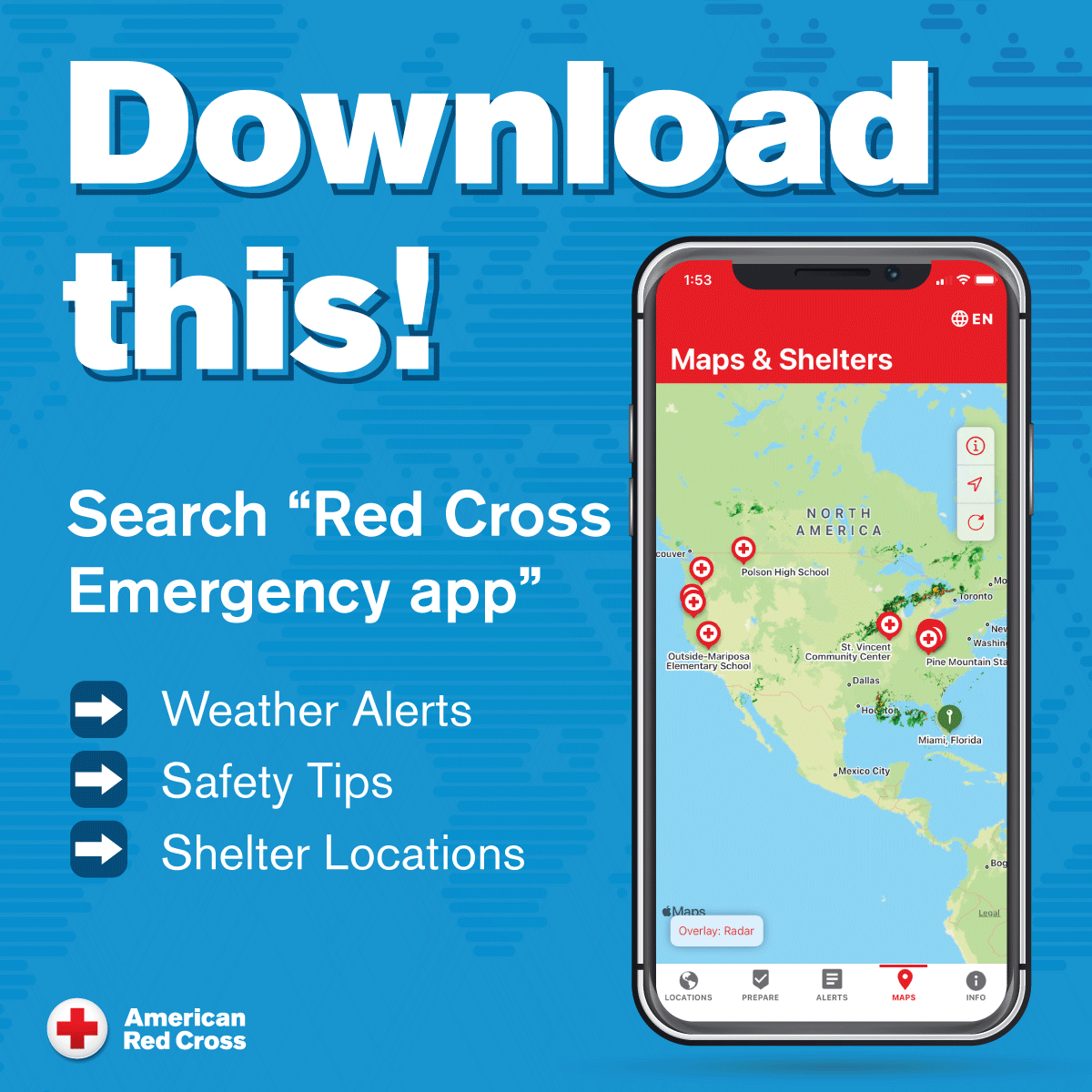 graphic showing cell phone with Emergency App.