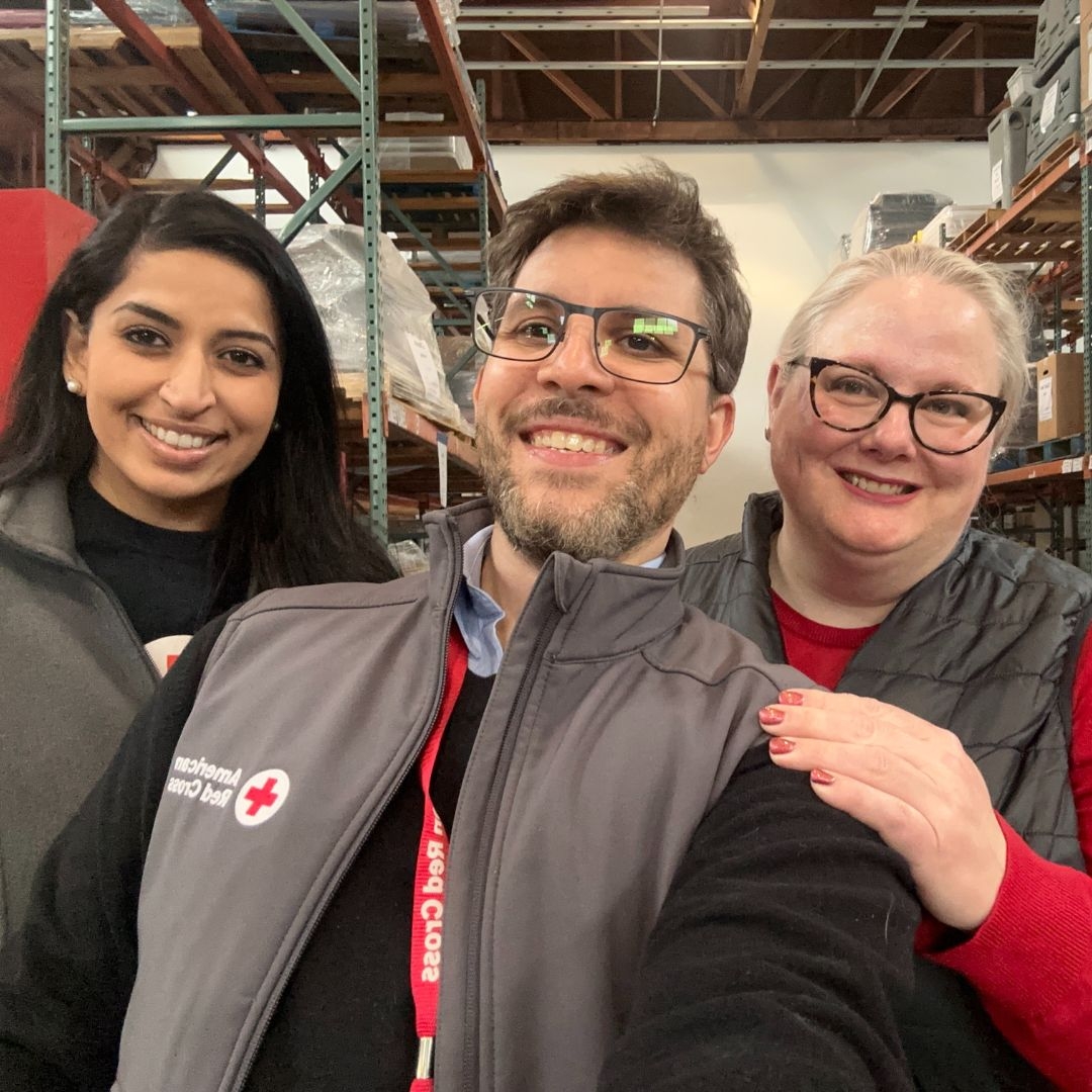 red crossers smiling for camera