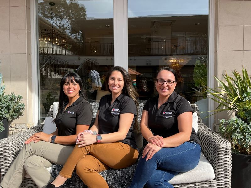 northern california redcrossers sitting on bench