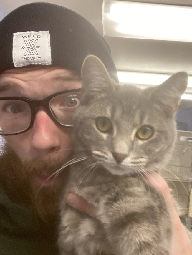 Mike Griffin with his cat