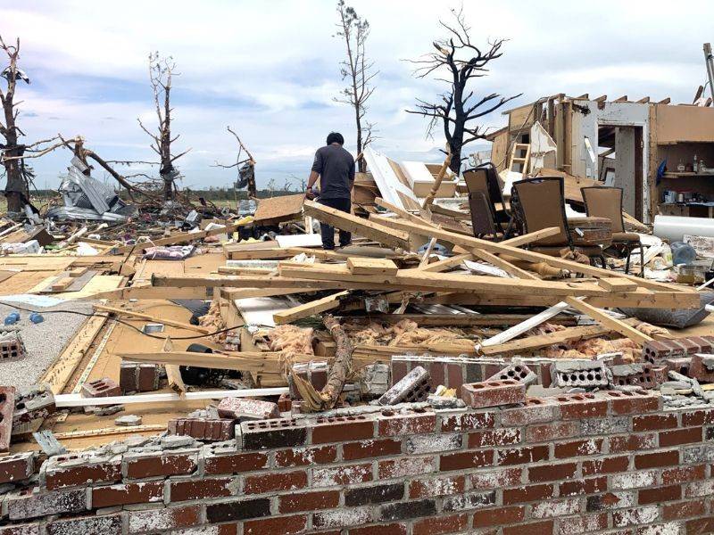 house damage from tornado